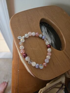 Elena Michele Sparkling Iridescent Pink Beaded Stretch Bracelet